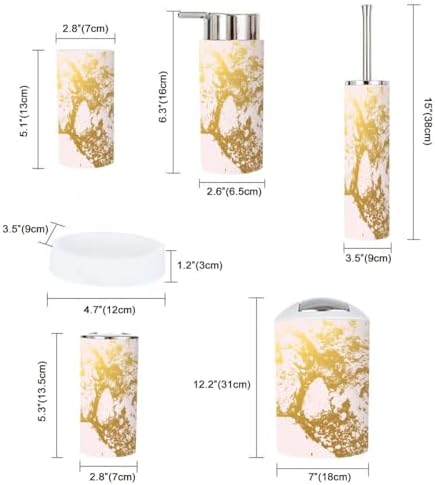 Boho Golden Marble Bathroom Accessory Set 6 Piece
