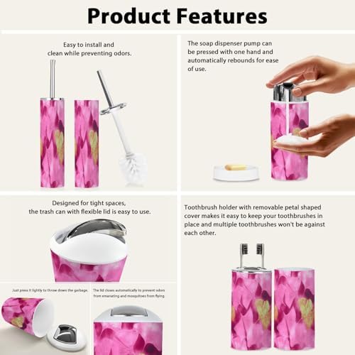 Boho Ginkgo Biloba Bathroom Accessory Set 6 Piece