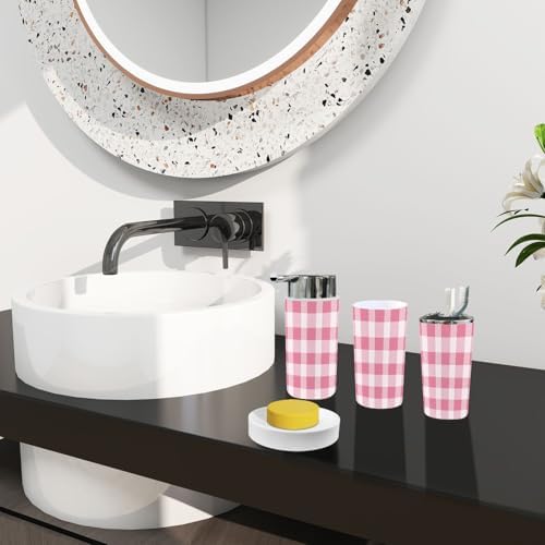 Boho Plaid Bathroom Accessory Set 6 Piece