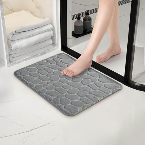 TOMURA 1pc Memory Foam Bath Rug Gray