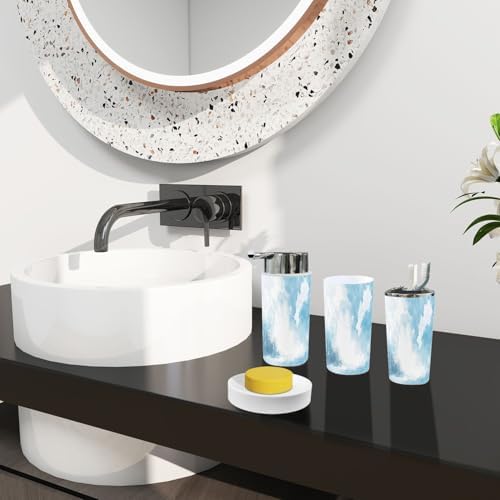 Boho Blue Sky Clouds Bathroom Accessory Set 6 Piece 1