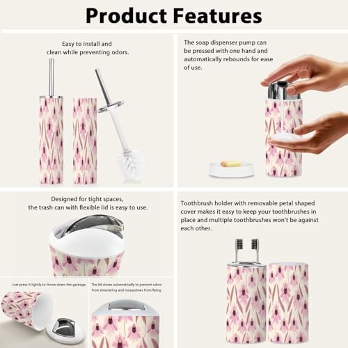 Boho Purple Bathroom Accessories Set 6 Piece