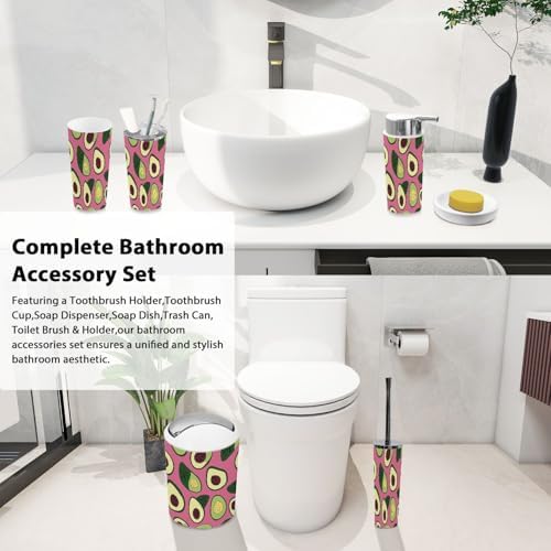 Boho Avocado Bathroom Accessory Set 6 Piece