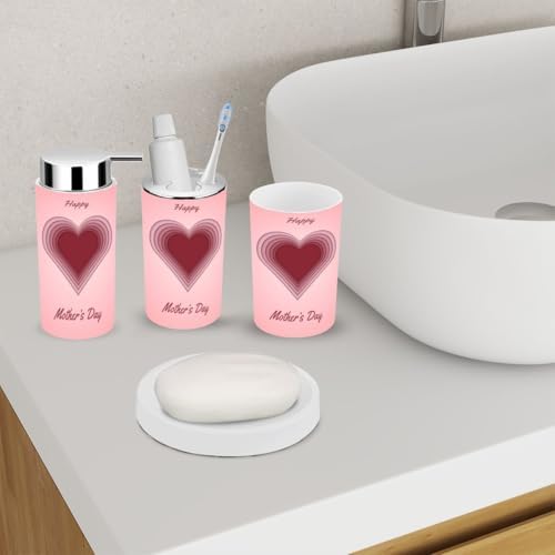 6 Piece Bathroom Accessory Set with Heart Design 1