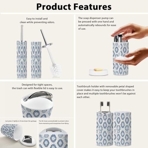 Boho Farmhouse Bathroom Accessory Set 6 Piece