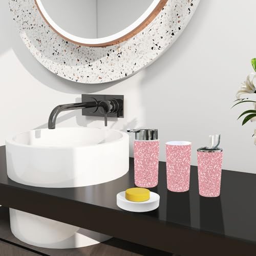 Boho Rose Gold Glitter 6-Piece Bathroom Accessory Set