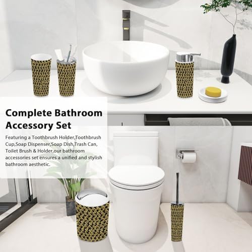 TRANQDEHOM 6 Piece Boho Golden Bathroom Accessory Set