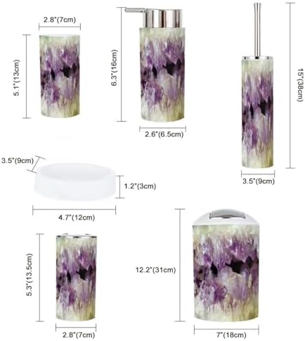 6 Piece Purple Bathroom Accessory Set