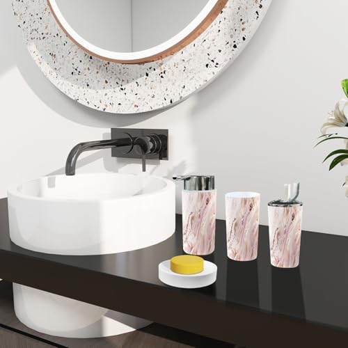 Boho Rose Gold Glitter Trash Can and Accessories Set