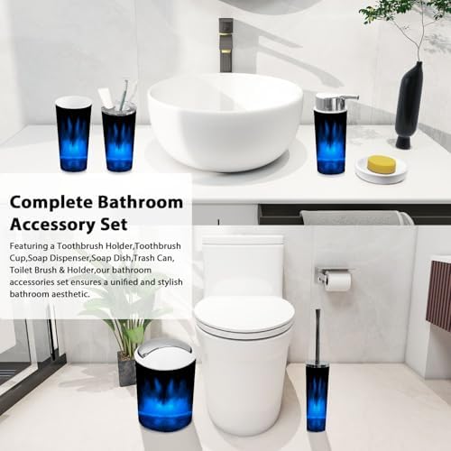 Boho Mystic Blue Bathroom Accessory Set 6 Piece