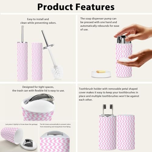 Boho Optical Illusion Bathroom Accessory Set 6 Piece