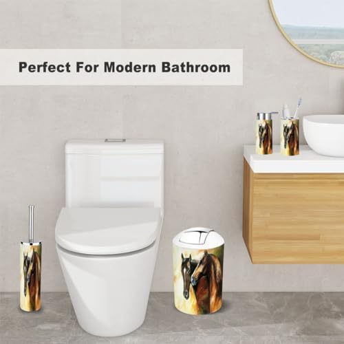 6 Piece Bathroom Accessory Set with Horses Design