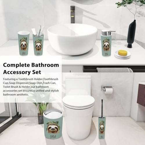 Boho Sloth Bathroom Accessory Set 6 Piece 1