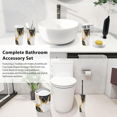 Boho Abstract Marble Bathroom Accessories Set 6 Piece