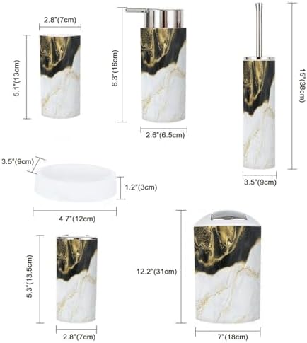 Modern 6-Piece Bathroom Accessory Set with Marble Design