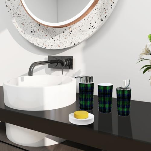 Boho Tartan Trash Can and Bathroom Accessories Set