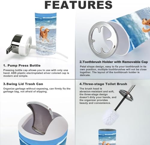Young Golden Retriever 6-Piece Bathroom Accessory Set