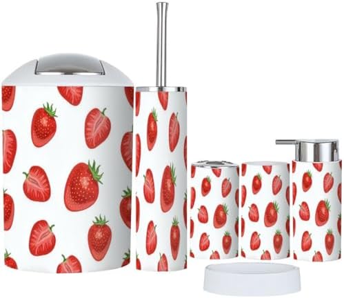 6 Piece Strawberry Bathroom Accessory Set