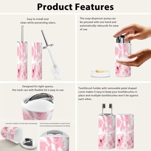 Boho Cow Skin Print Bathroom Accessory Set 6 Piece 1