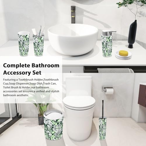 Boho Tropical Plant Bathroom Accessory Set of 6