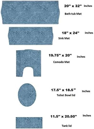 BH Home Linen 5-Piece Ultrasoft Bath Rugs Set Pink