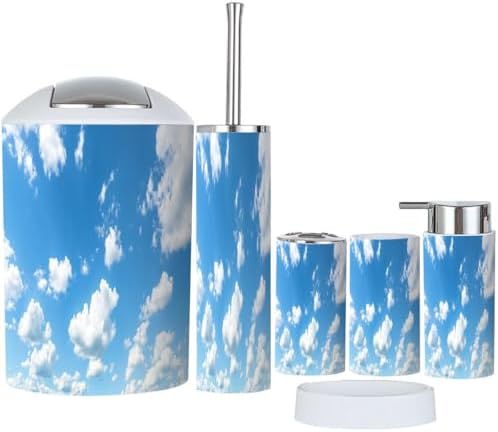 Boho Blue Sky 6-Piece Bathroom Accessory Set 1