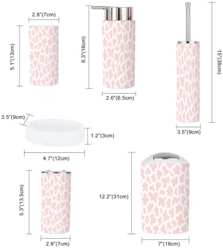 Boho Cow Print Bathroom Accessory Set 6 Piece 1