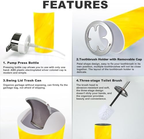 6 Piece Watercolor Yellow Bathroom Accessory Set