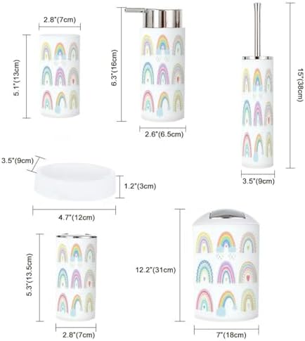 6 Piece Boho Rainbow Bathroom Decor Set