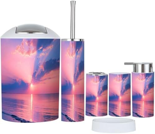 Boho Pink Bathroom Accessory Set 6 Piece 1