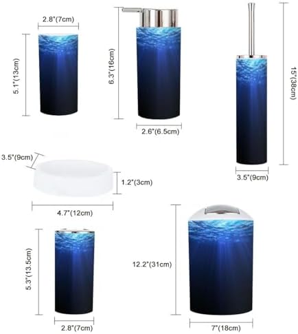 6 Piece Bathroom Accessory Set Deep Blue Sea