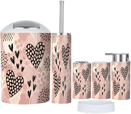 Boho Abstract Bathroom Accessory Set 6 Piece