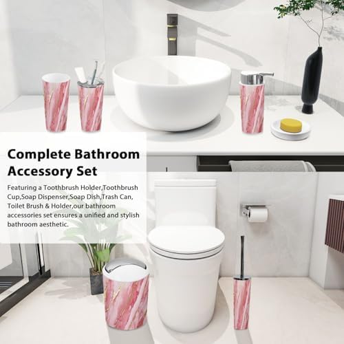 Boho Rose Gold Bathroom Accessory Set of 6