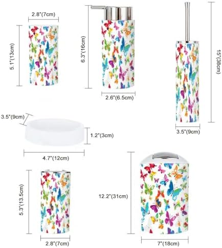 6 Piece Colorful Bathroom Accessory Set