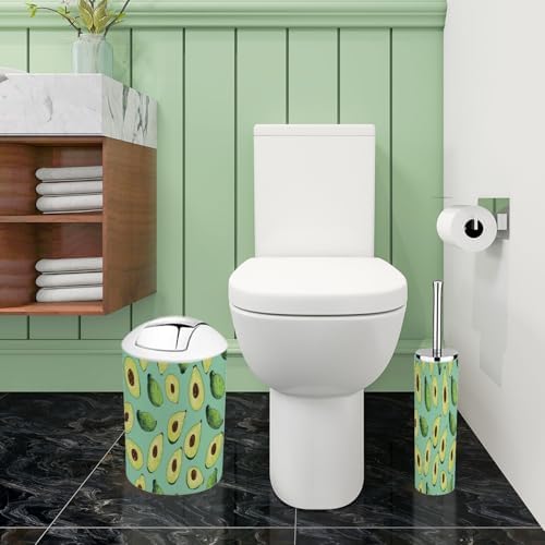 Boho Halved Avocado Trash Can Set 6 Piece Bathroom Accessories