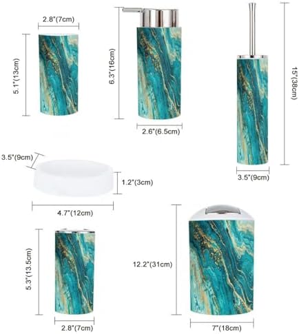 Modern Marble Turquoise Bathroom Accessories Set 6 Piece