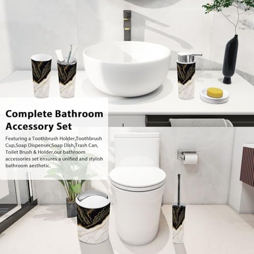 Boho Marble Bathroom Accessory Set 6 Piece 1