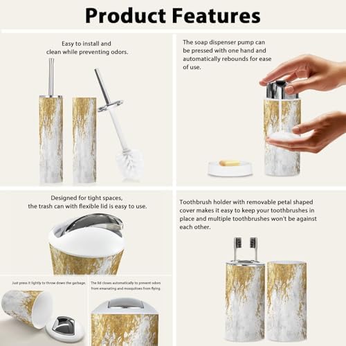 Boho Minimalist Bathroom Accessory Set 6 Piece