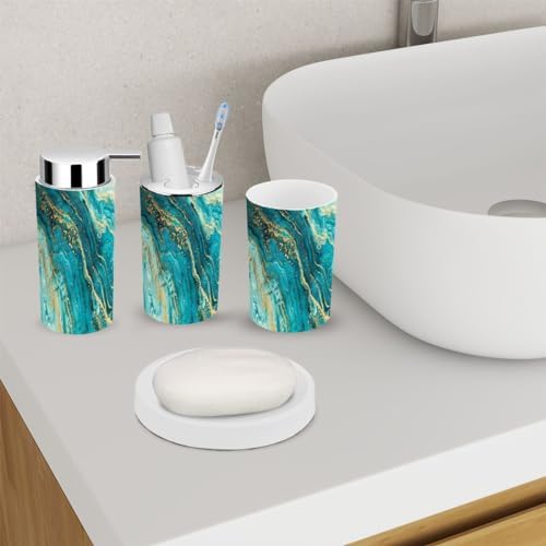 Modern Marble Turquoise Bathroom Accessories Set 6 Piece