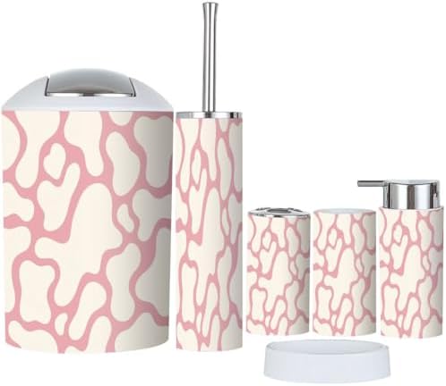 Boho Cow Print Bathroom Accessories Set 6 Piece