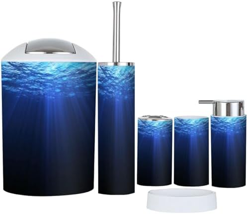 6 Piece Bathroom Accessory Set Deep Blue Sea