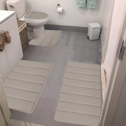 4PCS Bath Rug Memory Foam Mat Set Non-Slip