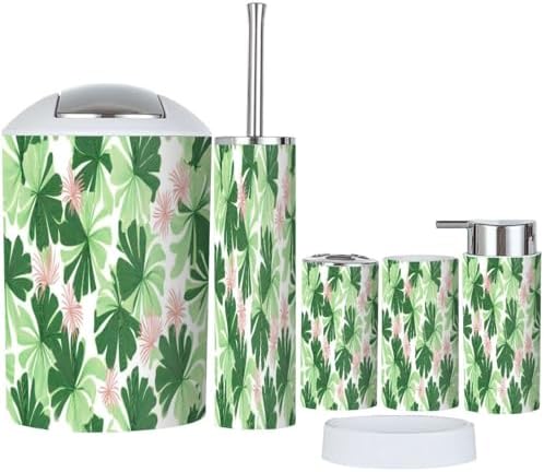 Boho Tropical Bathroom Accessory Set 6 Piece