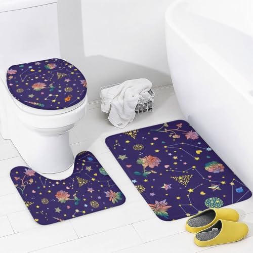 Kuizee 4-Piece Shower Curtain Set with Rugs and 12 Hooks 1
