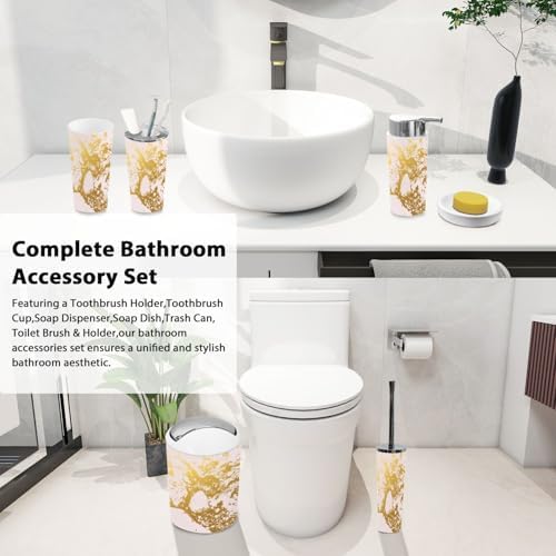 Boho Golden Marble Bathroom Accessory Set 6 Piece