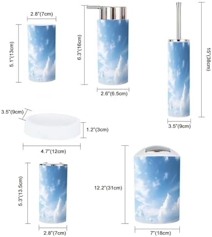 Boho White Bathroom Accessories Set 6 Piece