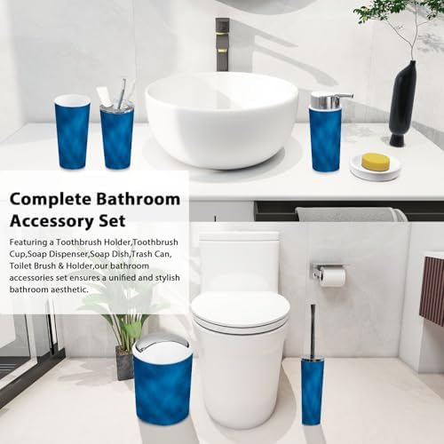 Boho Soft Blue Bathroom Accessory Set 6 Piece 1