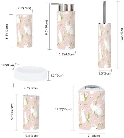 6 Piece Cute Bunny Bathroom Accessory Set