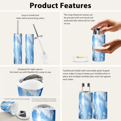 Bathroom Accessory Set 6 Piece Modern Boho Style