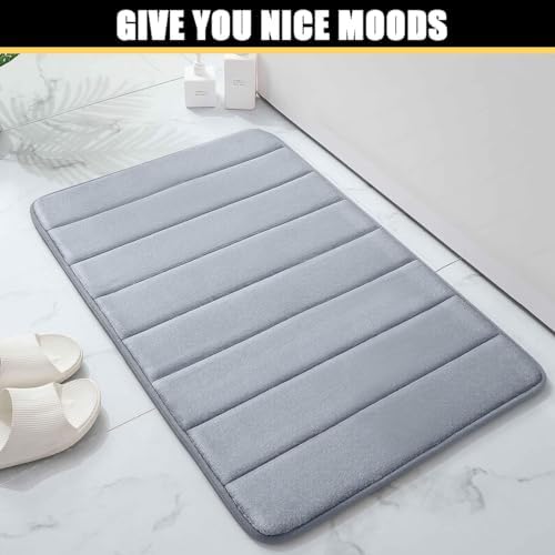 DIANKL Thick Memory Foam Bath Mat Non Slip 16x24 Inch Grey